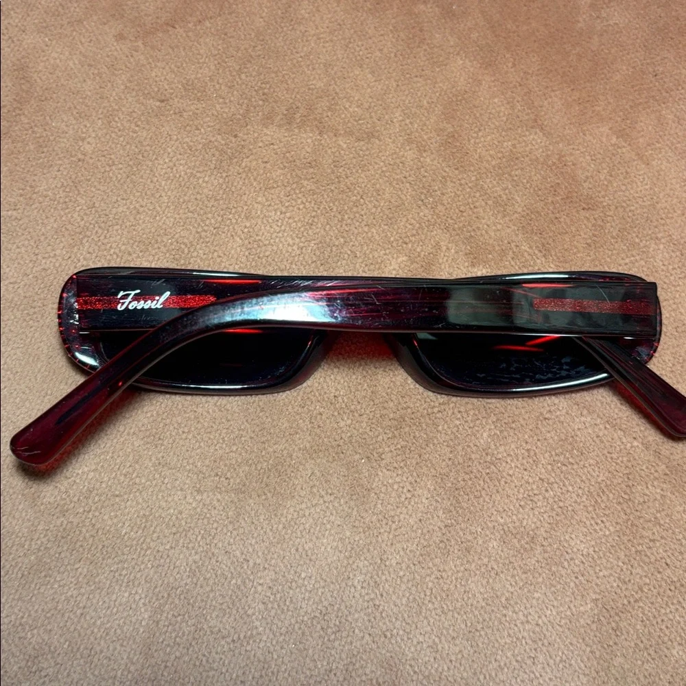 Vintage Fossil Red dazzle small frame y2k style sunglasses iconic statement